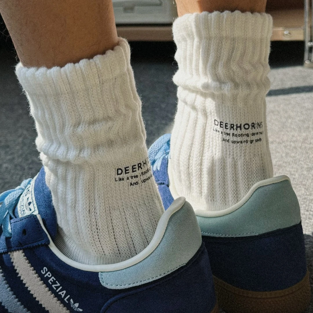 DEERHORNS 春秋日系字母毛巾底运动袜Cityboy情侣加厚中筒袜子男
