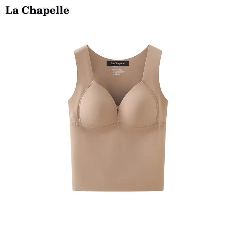 拉夏贝尔/LaChapelleV领一体式带胸垫修身塑形美背背心打底秋季