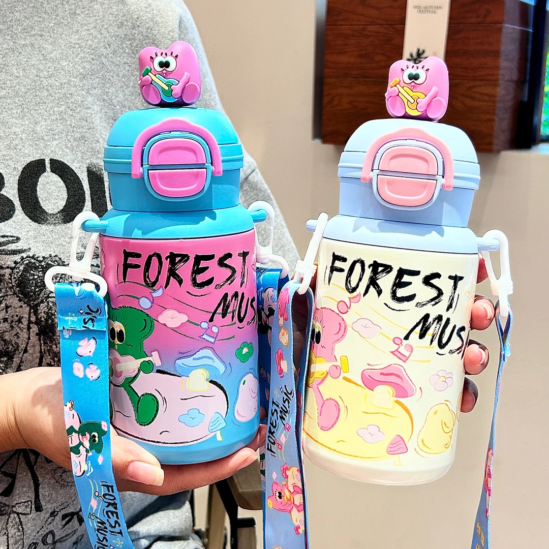 保温杯女生高颜值新款吸管杯学生大容量专用儿童便携水杯可爱双饮