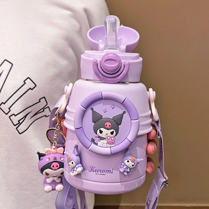 库洛米儿童保温杯女孩可爱幼儿园小学生上学专用水杯带吸管杯防摔