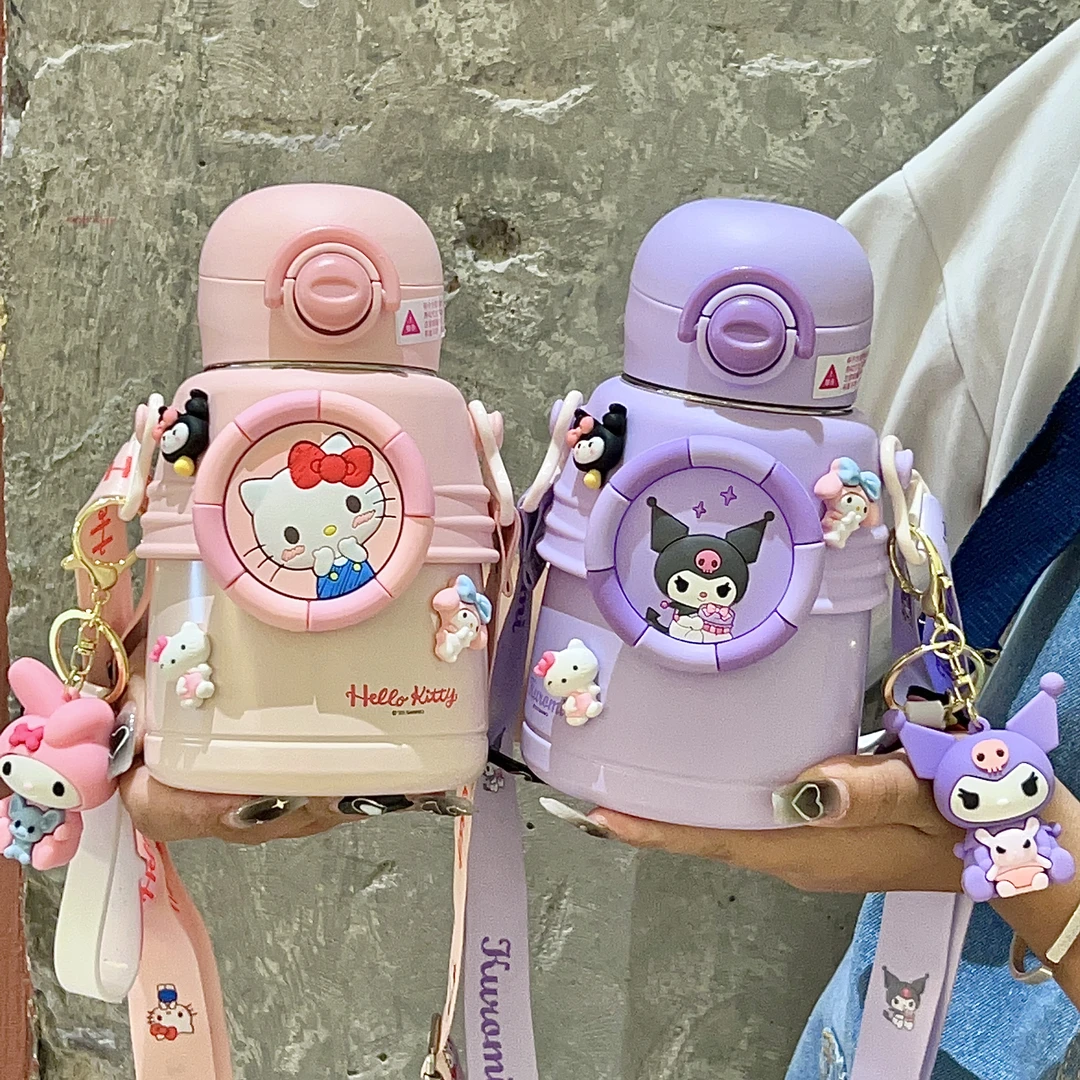 hellokitty水杯三丽鸥库洛米保温杯可爱学生便携吸管杯少女心杯子