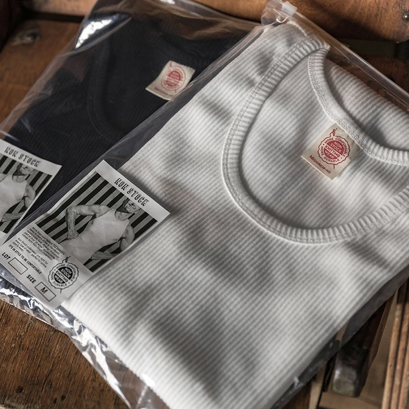 重磅美式复古无袖螺纹背心男坎肩纯棉汗衫夏打底修身休闲运动健身