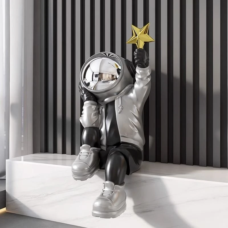太空宇航员大型落地摆件地台电视柜坐姿客厅装饰品乔迁新居礼物