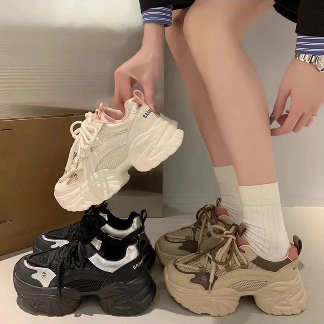 2024年春秋松糕底增高厚底踩屎感C老爹鞋2369