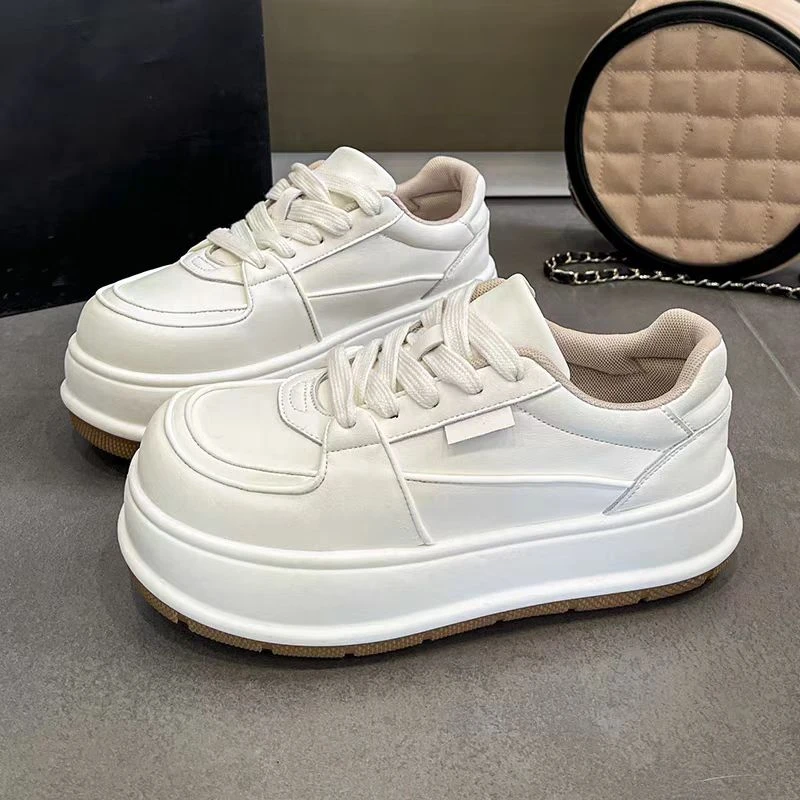 2024年秋季新款真皮厚底超火增高松糕大头面包鞋D008