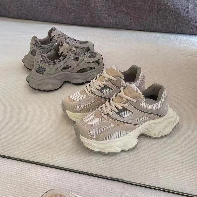 2024年早春新款厚底真皮小怪兽百搭老爹鞋