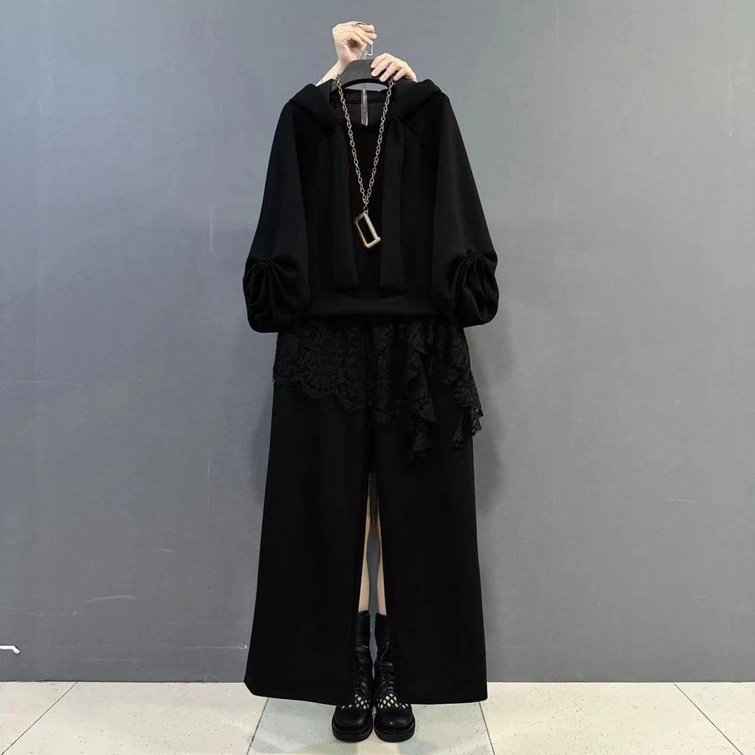 大码女装韩版休闲运动套装时尚拼接设计感卫衣套装