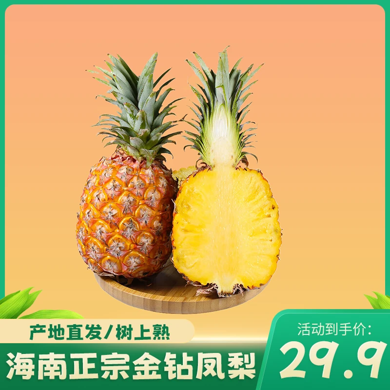 【坏果包赔】金钻凤梨新鲜现摘树上熟4.5-5斤4个装多汁美味