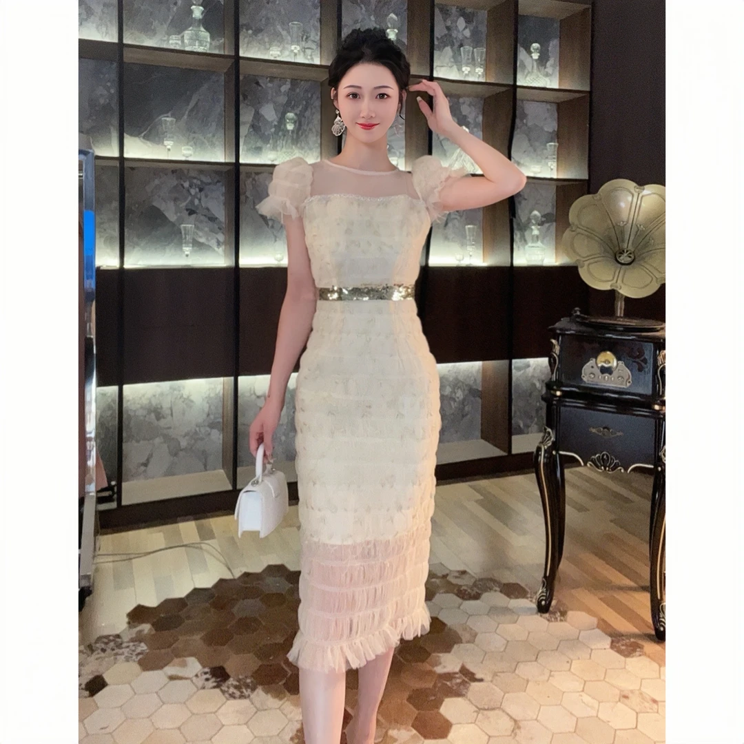 21380轻奢气质包臀宴会修身收腰性感优雅简约时尚名媛轻熟连衣裙