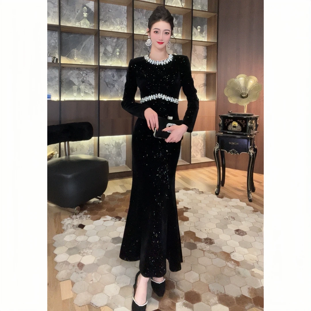 沐子的轻奢私藏【Mu/zi15351】显瘦气质时尚名媛宴会高贵优雅连衣裙