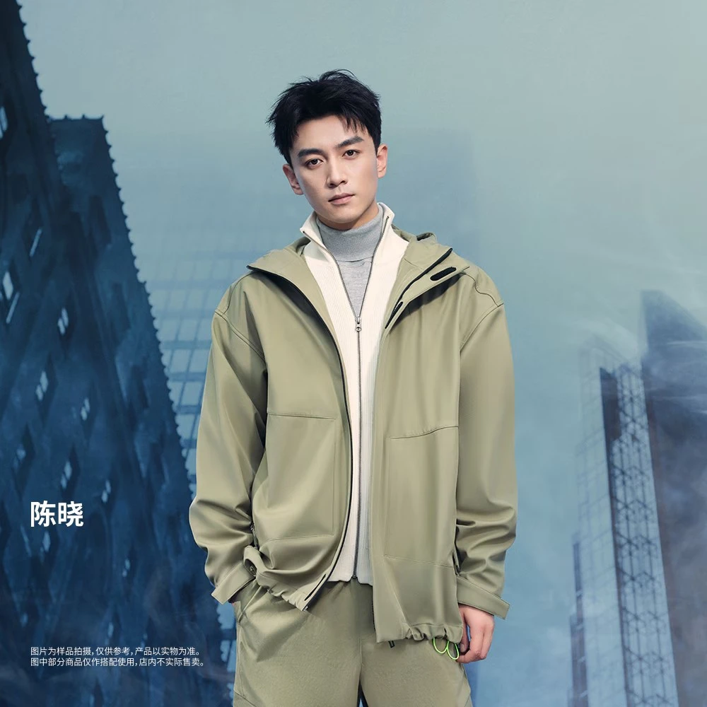 adidas/阿迪达斯陈晓同款拒水防泼运动休闲连帽夹克外套JM9155