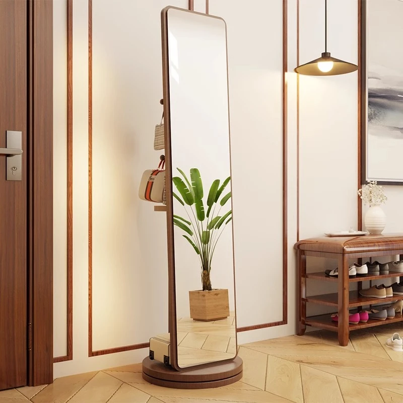 全身镜衣帽架一体可旋转穿衣镜家用镜子推荐落地镜新中式试衣镜