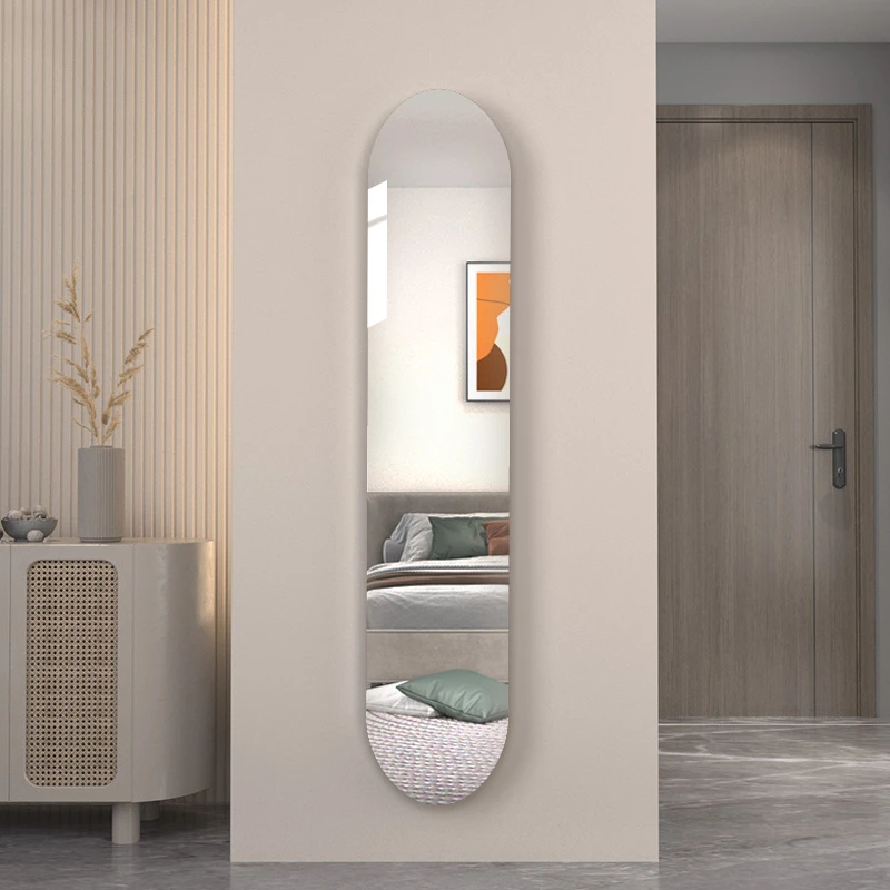 入户玄关全身镜贴墙自粘极窄穿衣镜壁挂式超窄镜子家用卧室试衣镜