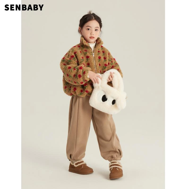 【现货】Senbaby童装定制冬装儿童羊羔绒外套中大童美拉德色系