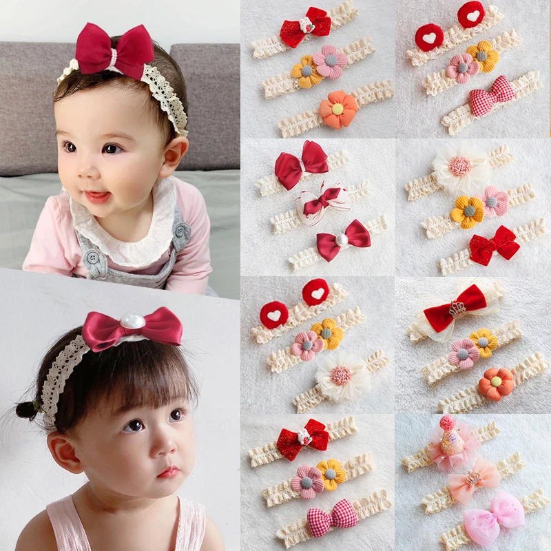 0-1岁婴儿发带女宝宝红色新年头花发饰新生儿发箍周岁头饰蝴蝶结