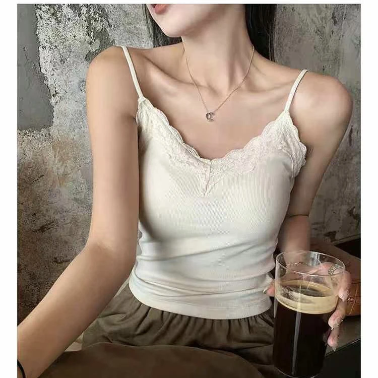 聚彩jucai【新款磨毛蕾丝小背心】6858