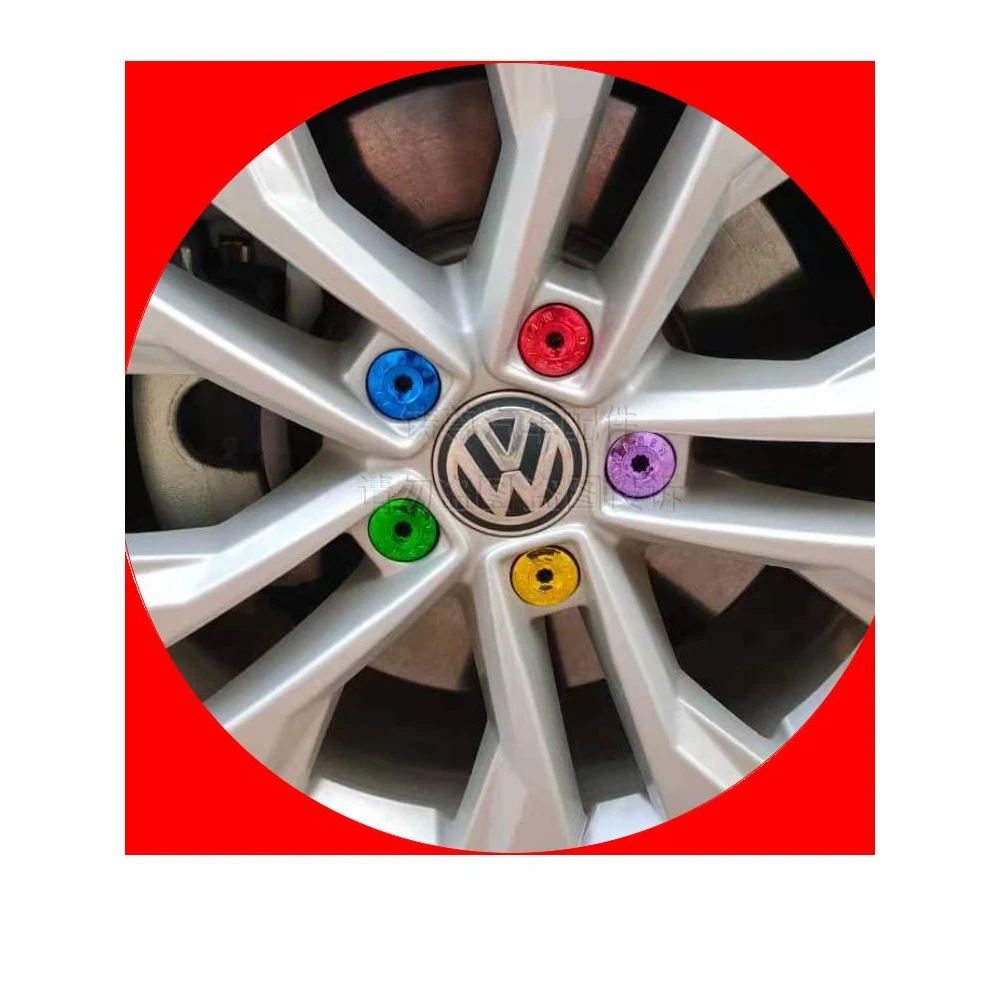 适用大众凌渡朗境途安途观迈腾炫彩色轮胎螺丝帽改装饰盖轮毂防尘