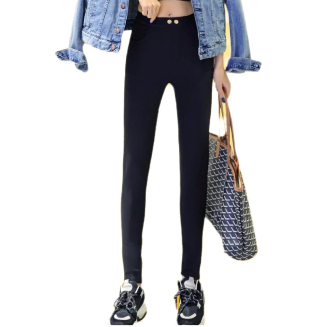 2024冬季新款时尚洋气百搭减龄弹力显瘦加绒外穿小黑裤