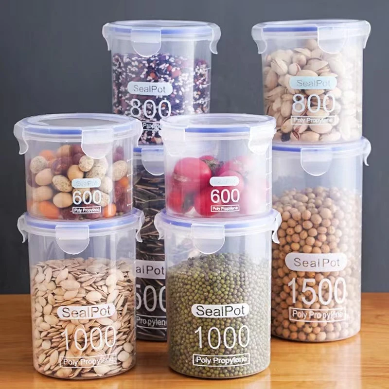 【5个1000ml】密封罐食用级收纳罐保鲜盒厨房五谷杂粮干果储物罐0