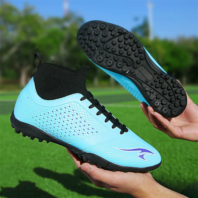 足球鞋男童中国廸梅西成人学生户外草地训练鞋C罗长钉AG碎钉球鞋
