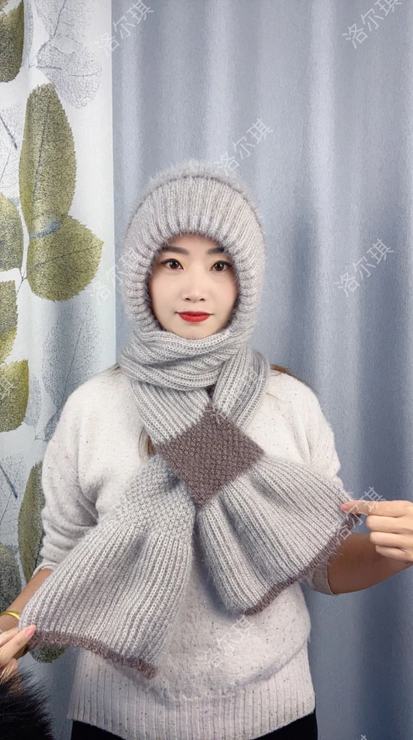 新款冬季毛绒风雪帽百搭冬天保暖时尚护耳包头女帽子围巾冷帽