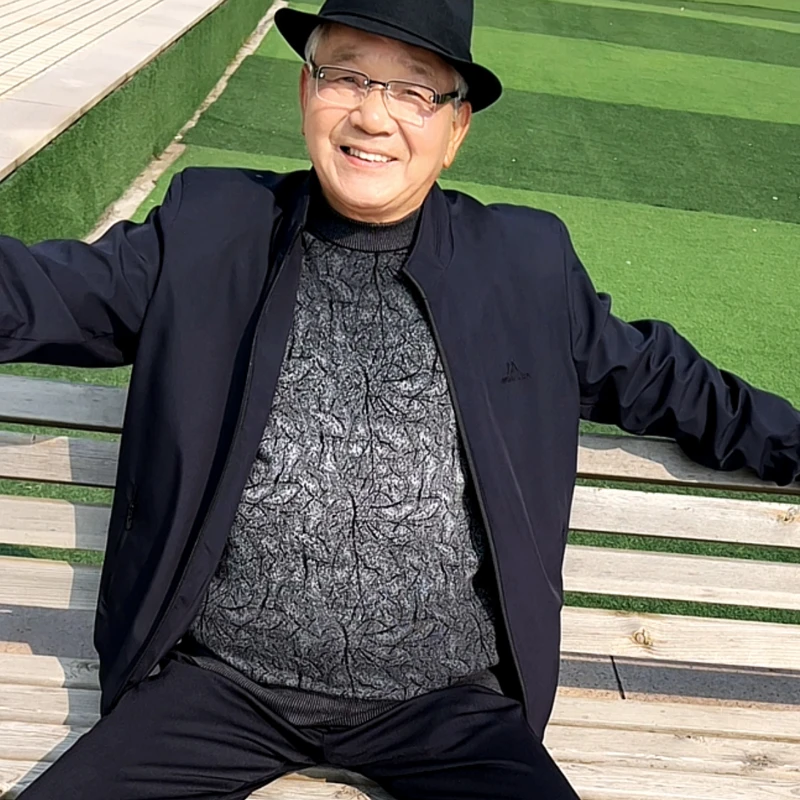 春秋薄款立领中老年男士夹克衫爸爸秋季外套男中年宽松休闲上衣