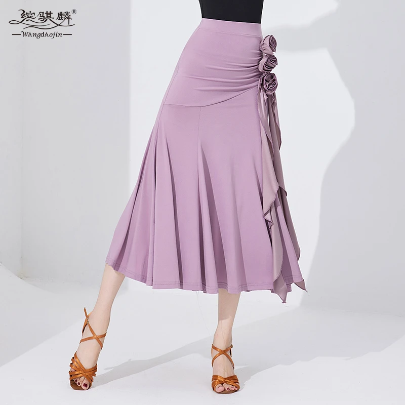 摩登舞半身裙高档交谊舞大摆裙新款练功裙高腰包臀拉丁舞国标舞裙