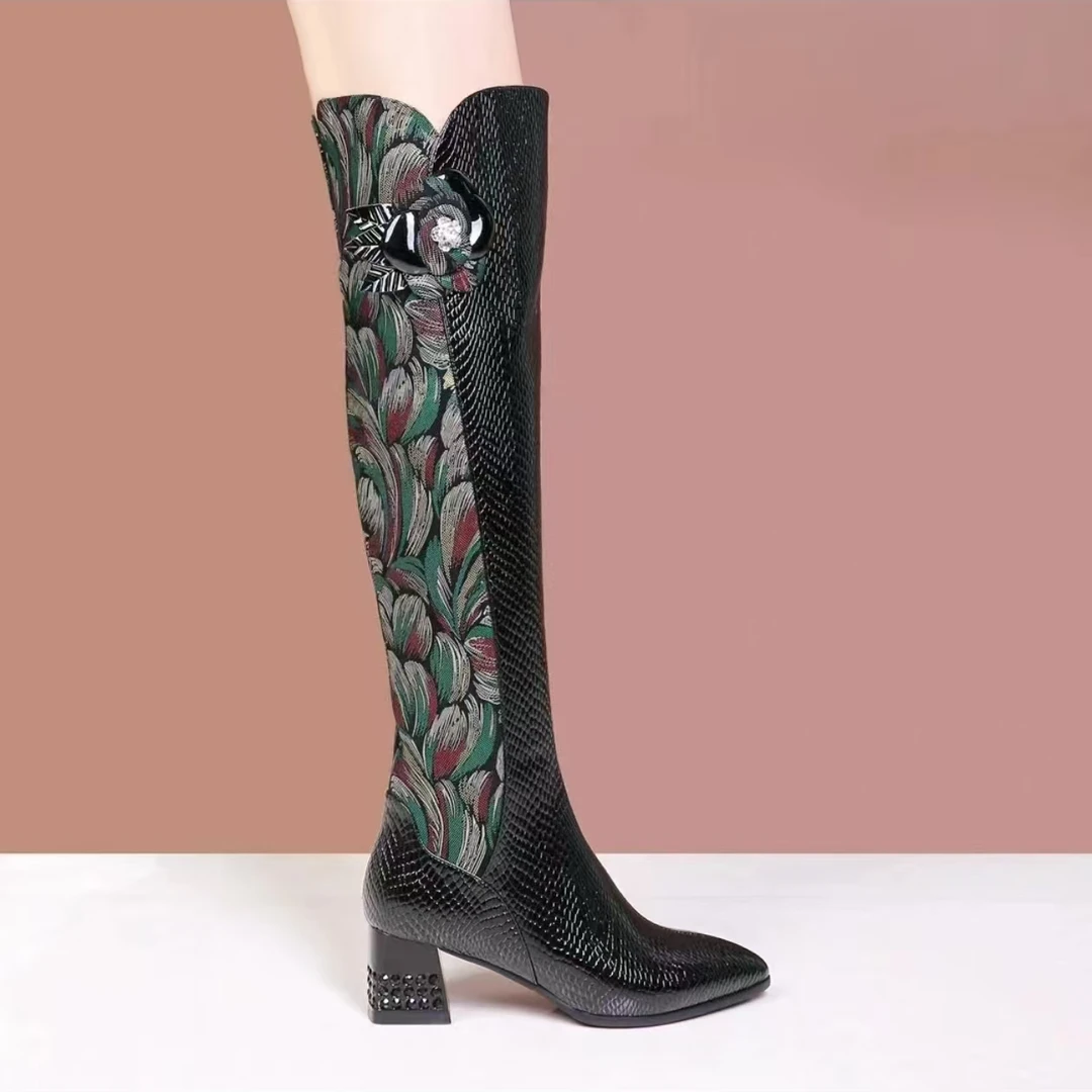 时尚百搭高跟长靴高筒尖头时装靴-高跟过膝（310）