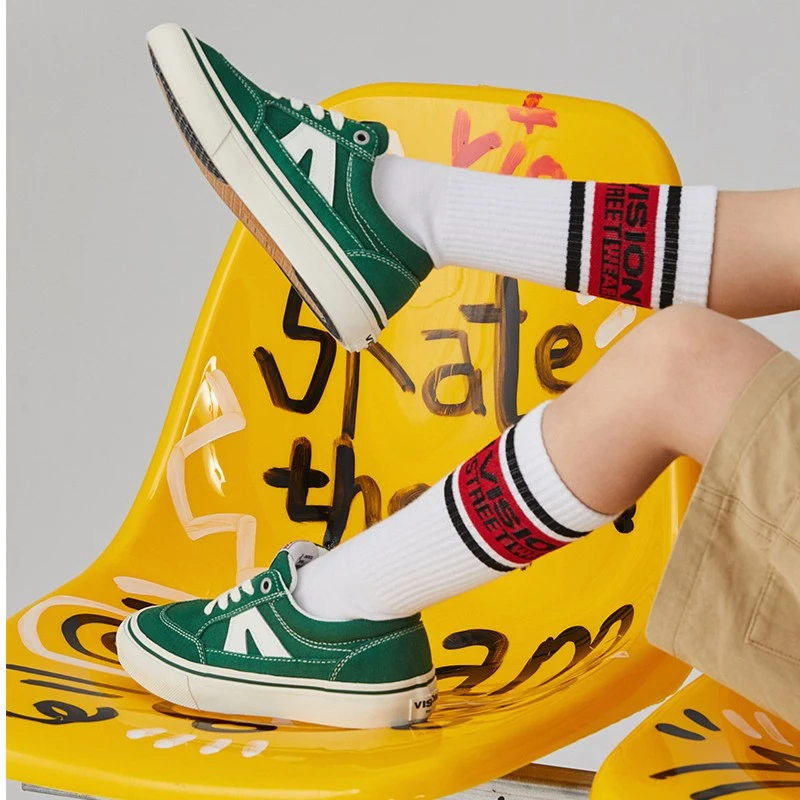 VISION STICK KIDS 牛油果绿低帮翻毛皮街头运动板鞋百搭童鞋