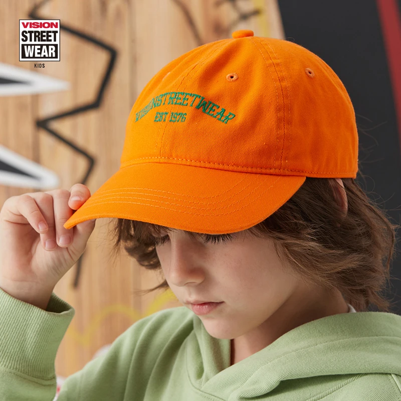 VISION KIDS水洗软顶儿童撞色LOGO复古绣花可以调节鸭舌帽棒球帽
