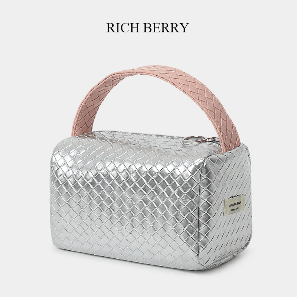 粉银时尚百搭女士便携轻便单肩肩包休闲妈妈包化妆包洗漱包收纳包