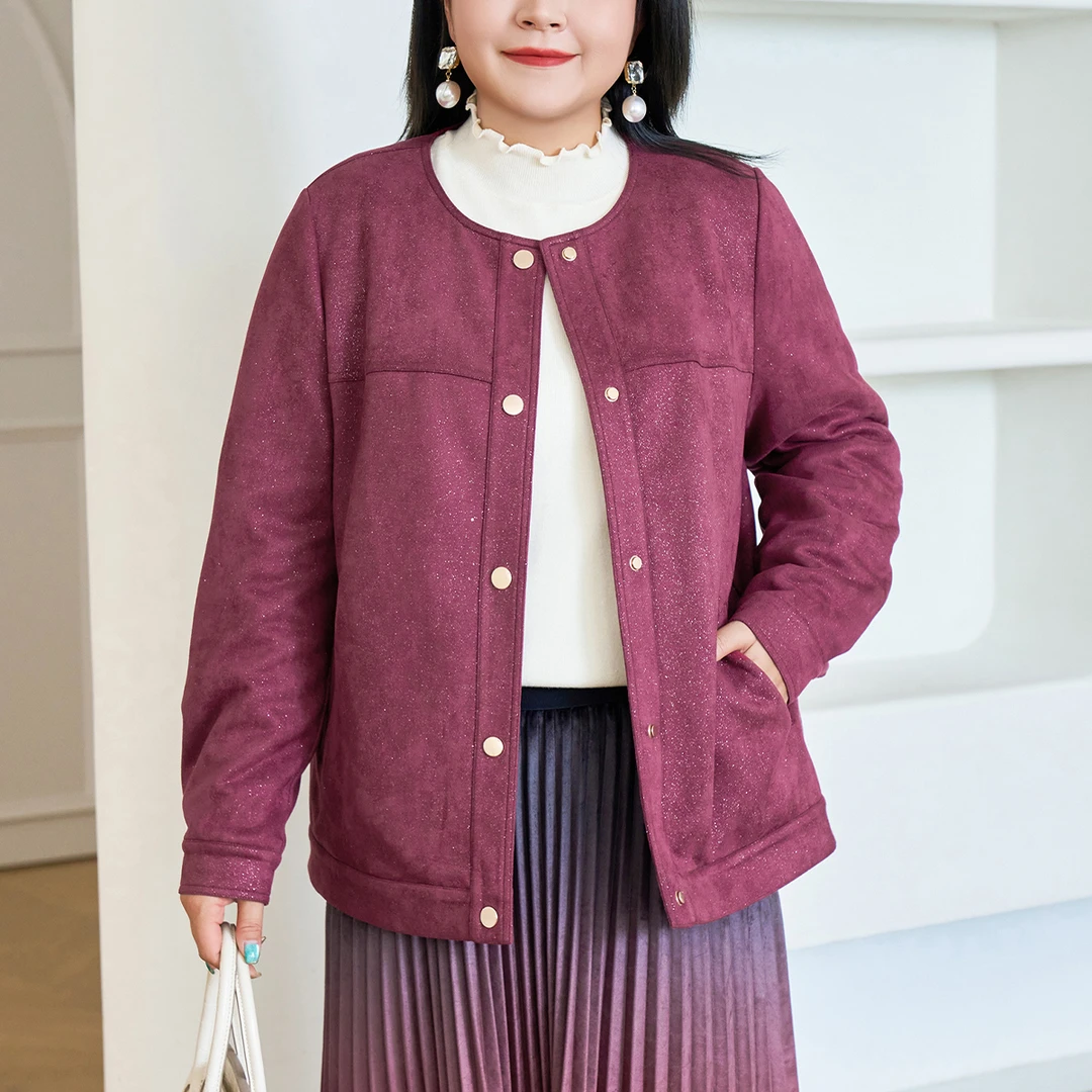 【夹棉加厚】MsShe大码女装新冬复古通勤气质时尚女士棉衣B2410046