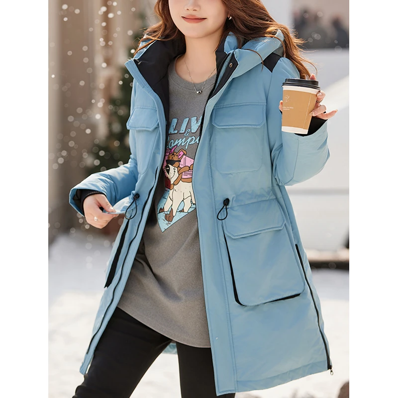 【现货】90%白鹅绒MsShe大码女装新款冬防寒调节收腰羽绒服M2311001