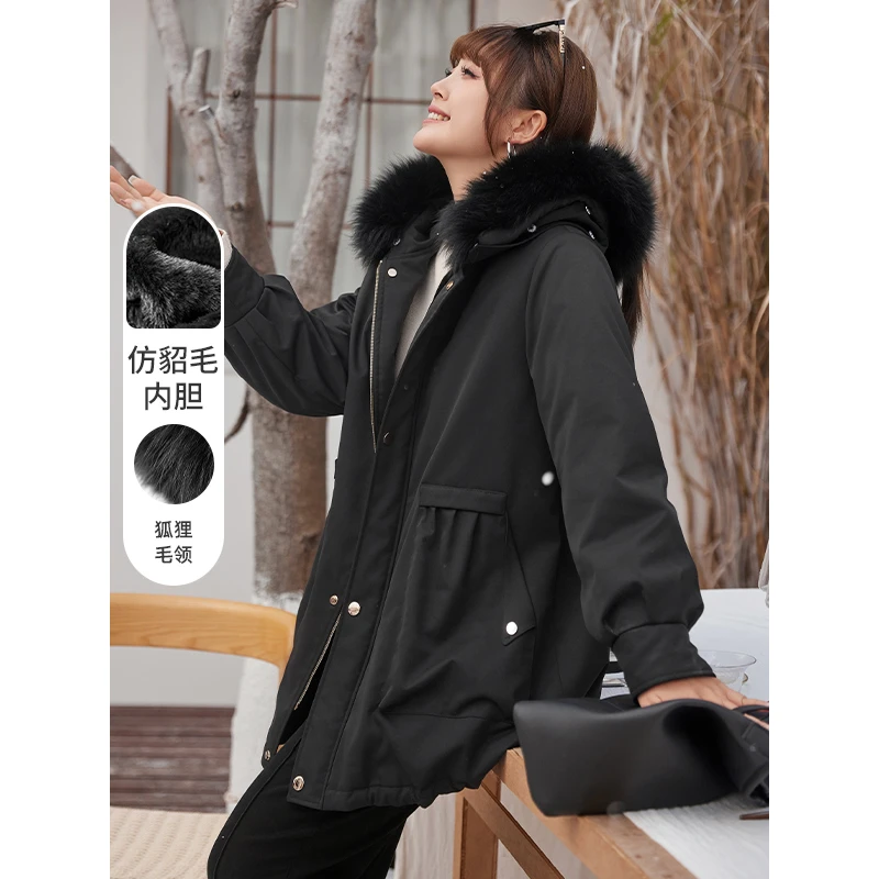 【加厚仿皮草派克大衣】MsShe大码女装秋冬外套E2311005