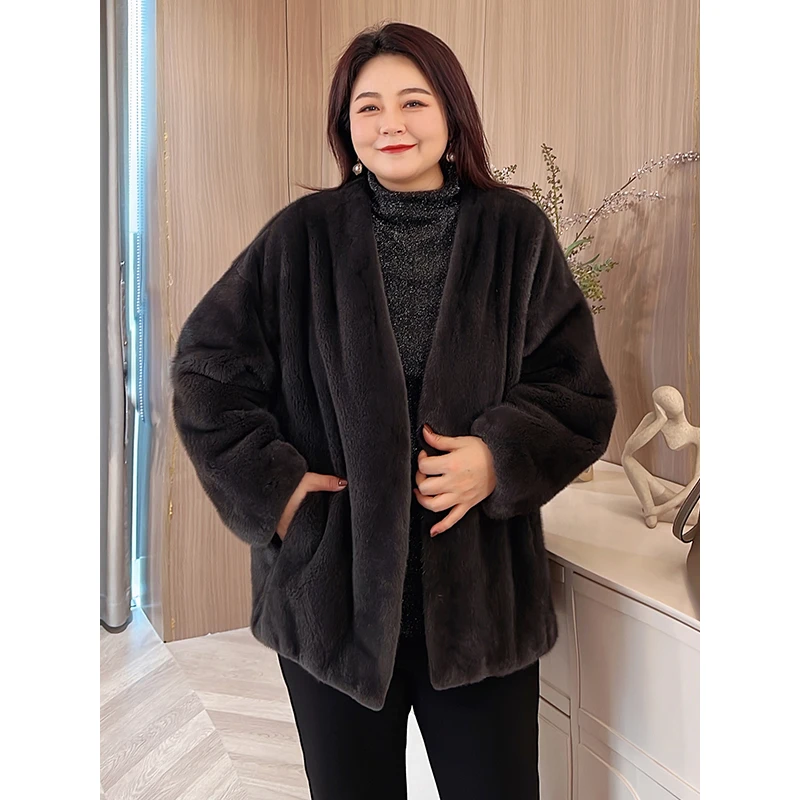 【现货】MsShe大码女装冬紫标级水貂毛皮草外套J~B2311081