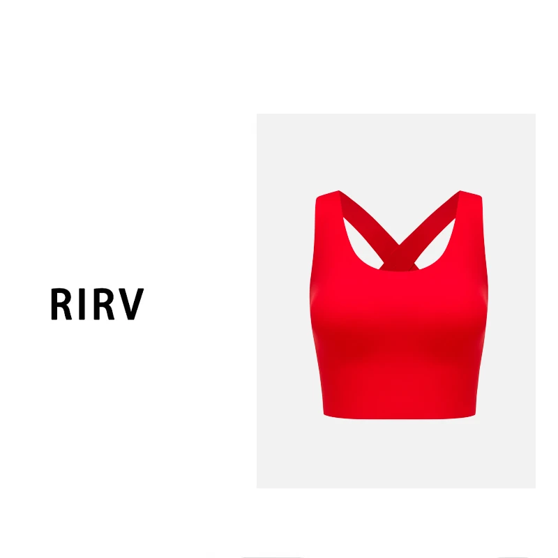 RIRV时髦-"红运当当"交叉运动背心瑜伽健身时尚休闲女士高弹美背