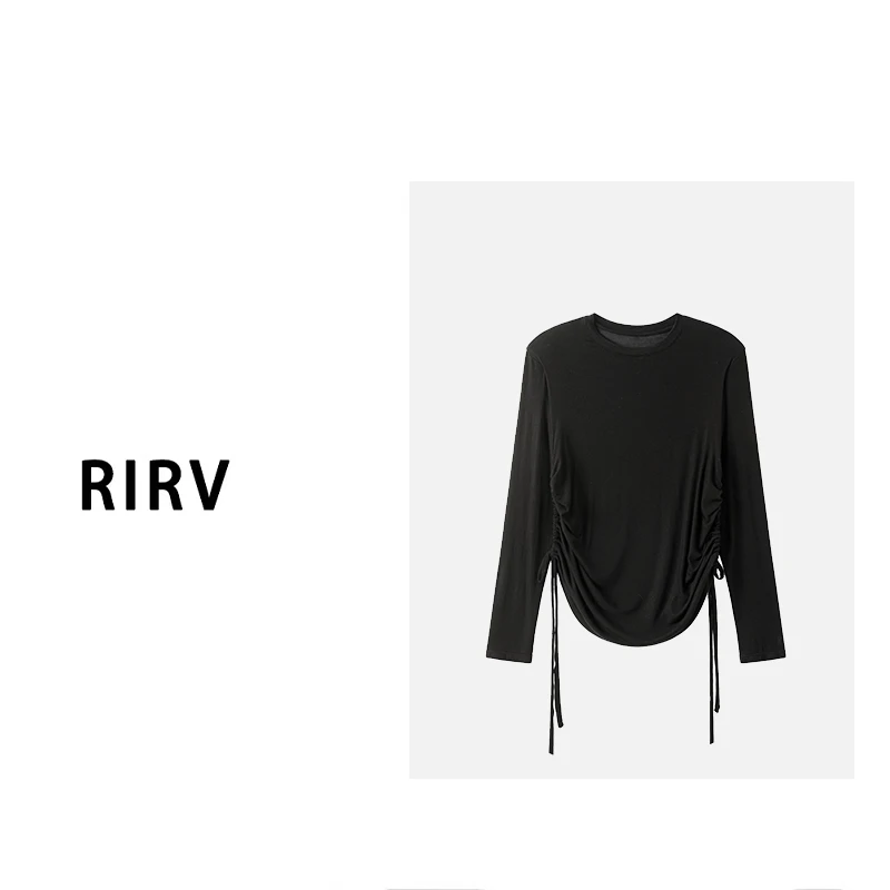RIRV清爽冰可乐朦胧感不规则抽绳休闲五一旅游出街衣服洋气打底衫