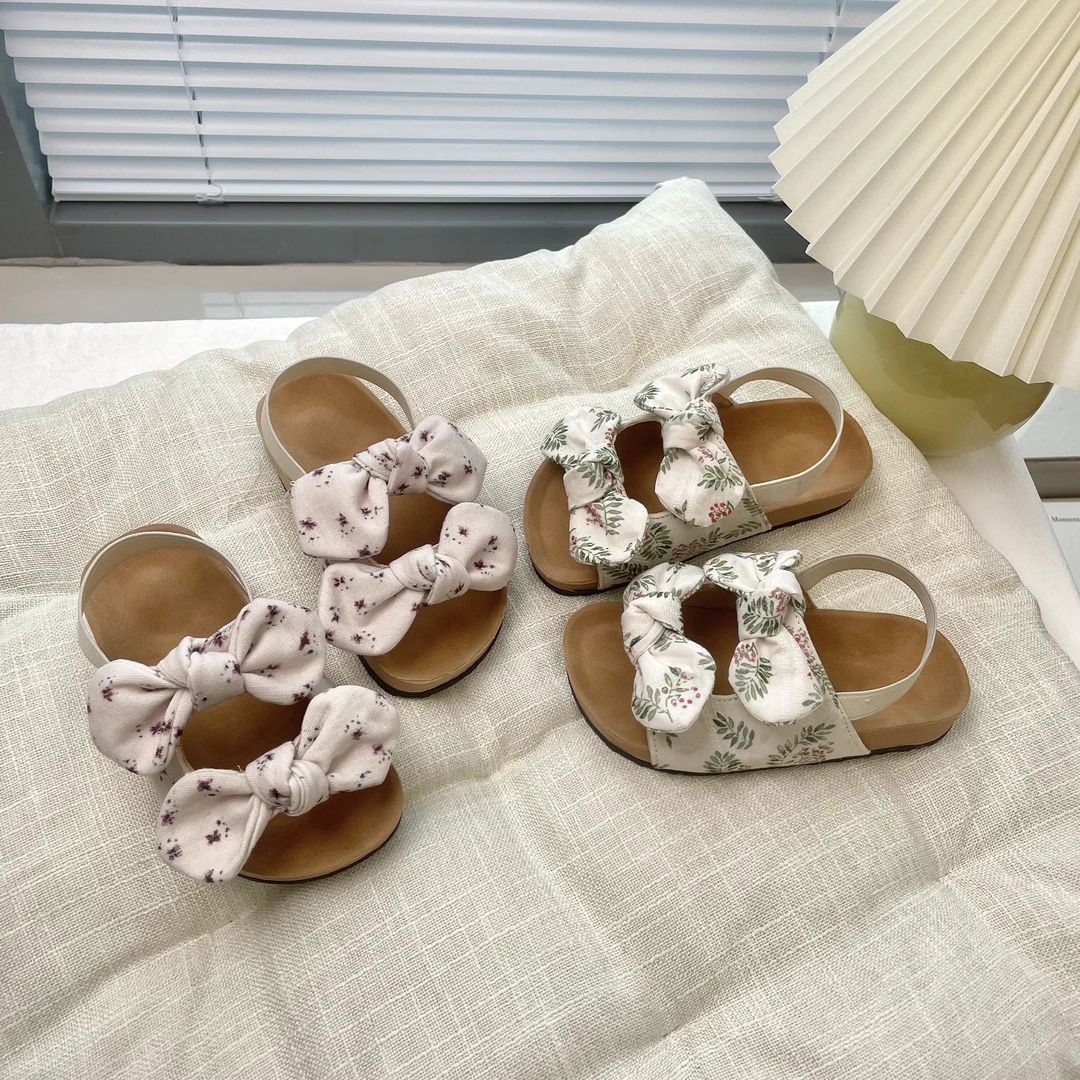 童鞋女童夏防滑软底百搭布艺蝴蝶结儿童时尚凉鞋390