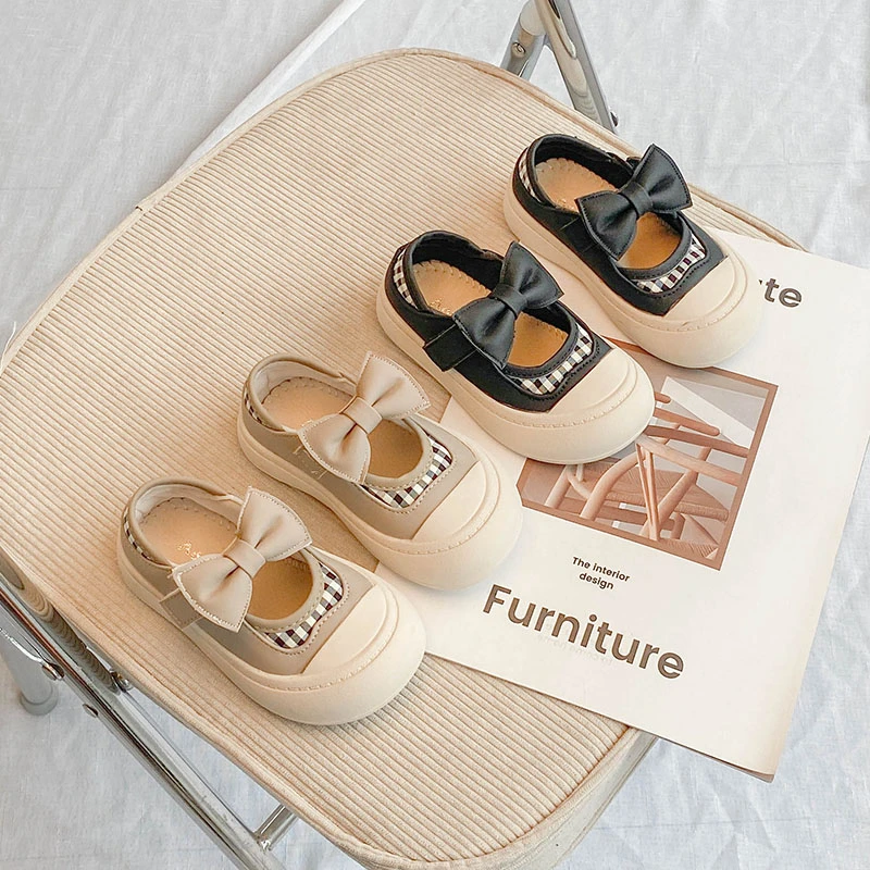 女童甜美可爱蝴蝶结单鞋春秋新品2023小童软底儿童百搭休闲鞋1010