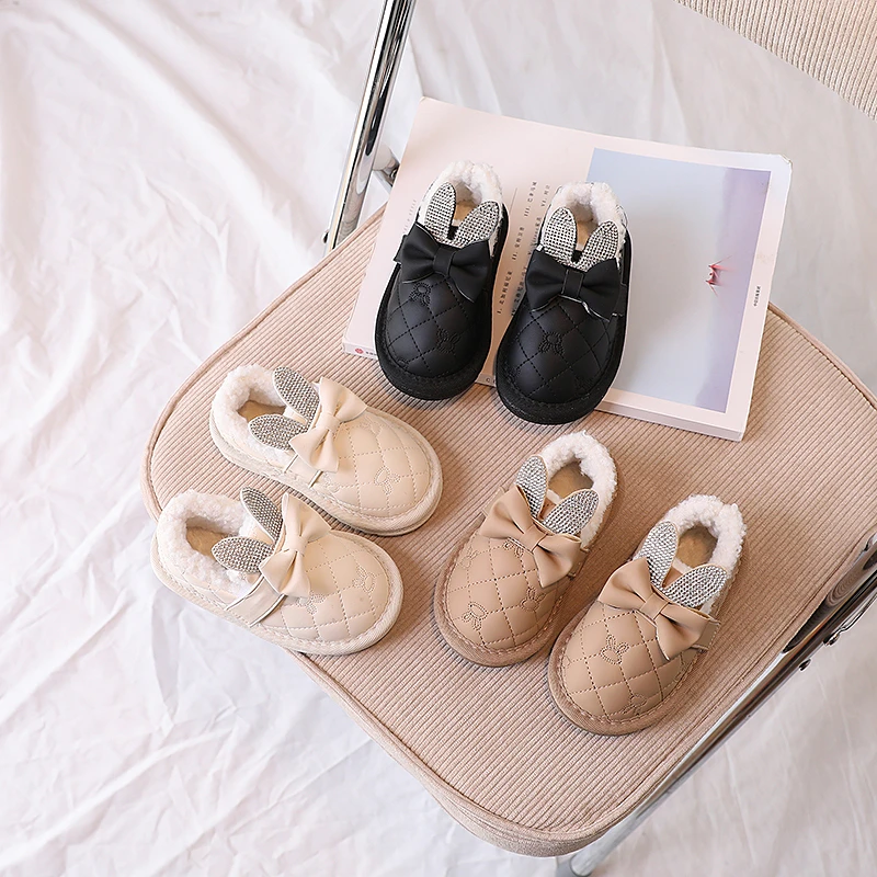 儿童大棉保暖2023冬季新款女童蝴蝶结甜美可爱棉鞋女宝宝加绒棉靴