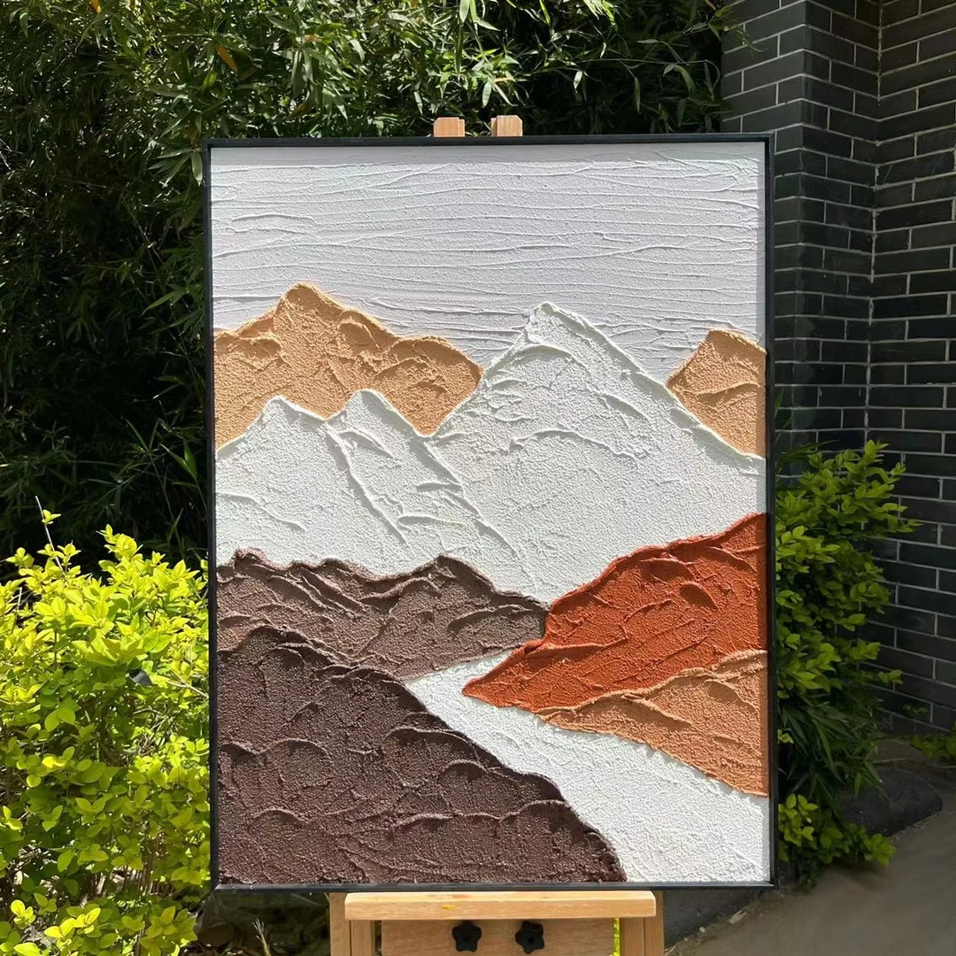 【抽象山脉】纯手绘油画装饰画餐厅画客厅艺术挂画现代轻奢简约风格