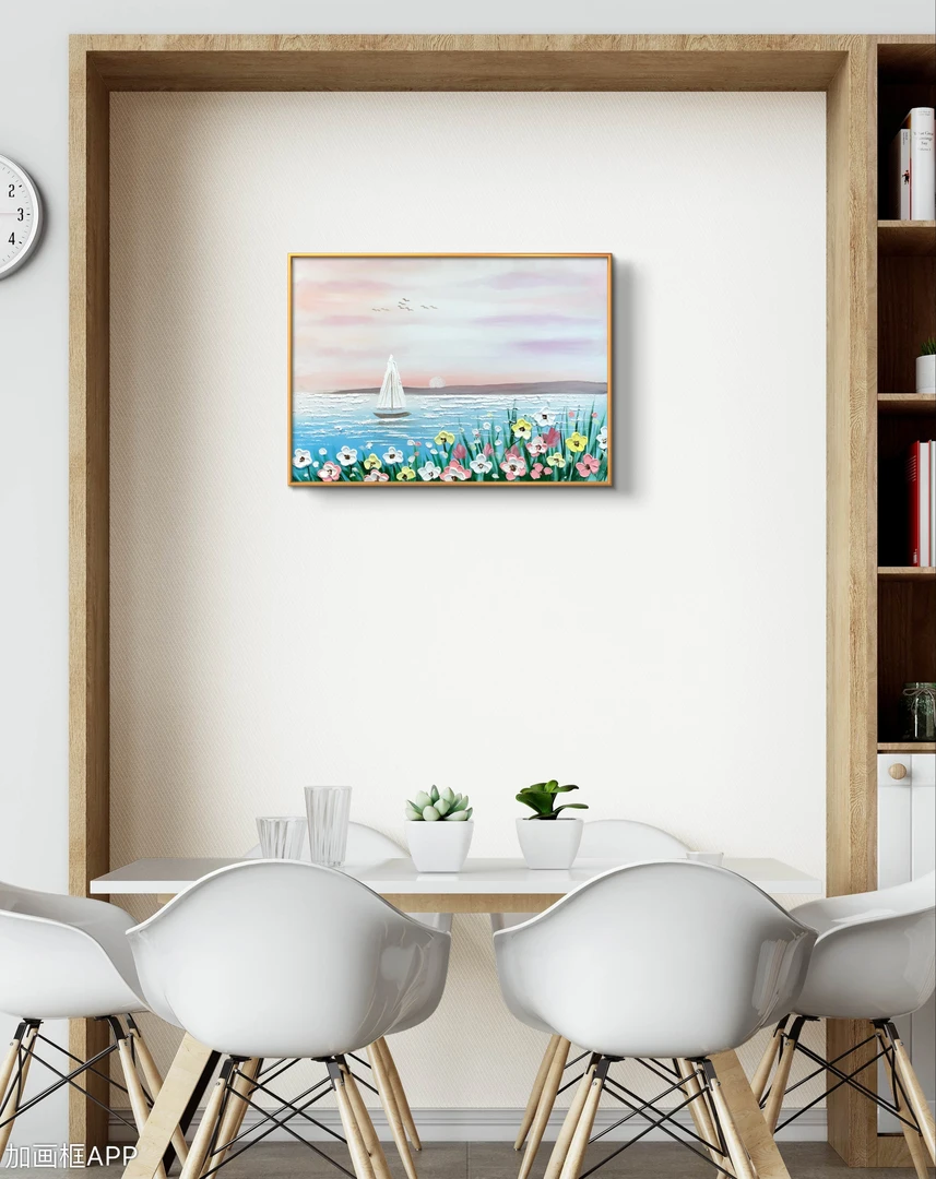 【海边繁花】纯手工手绘油画装饰画现代简约艺术卧室床头画客厅挂画