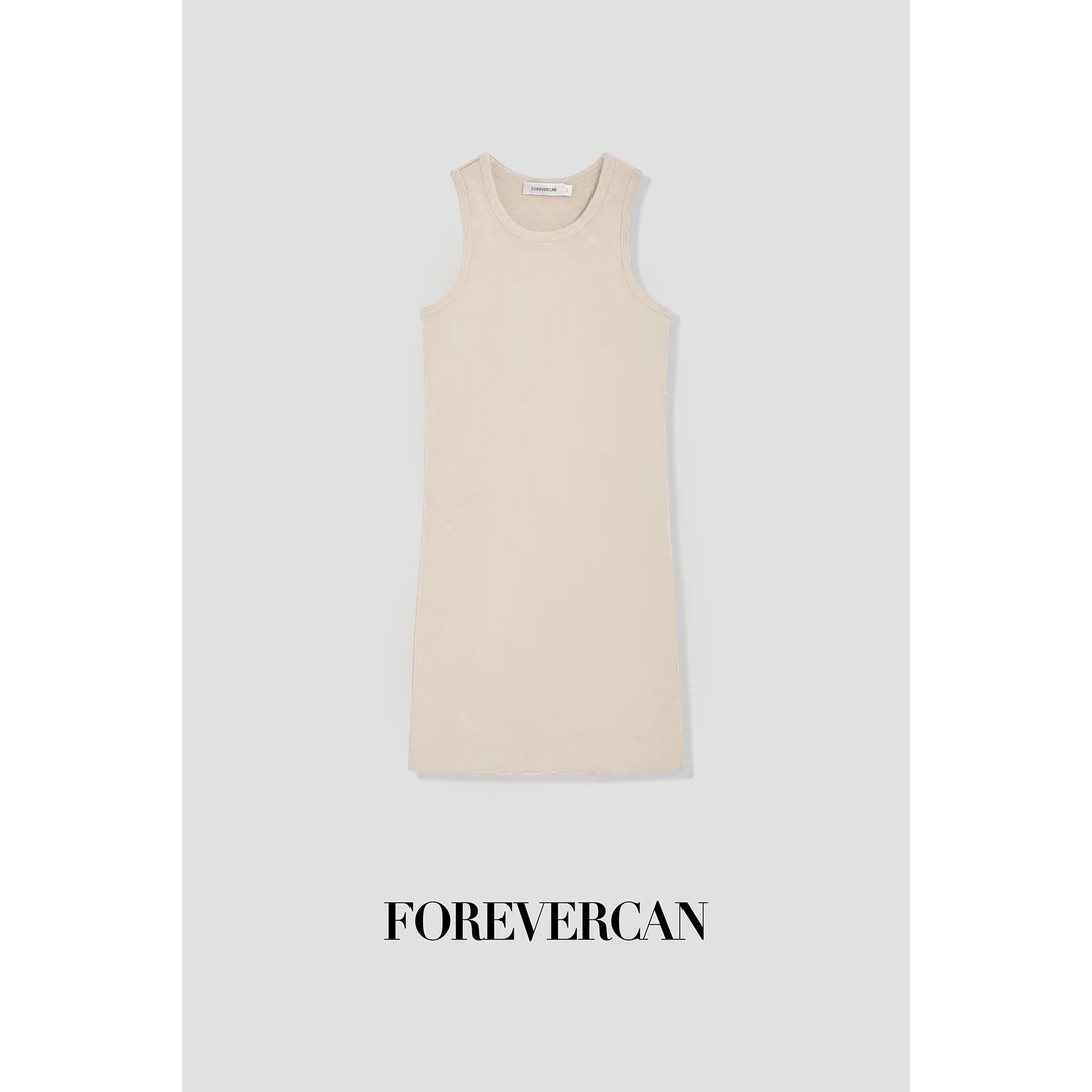 FOREVERCAN“大王客订”极简百搭挖肩收腰背心连衣裙 SD18452B