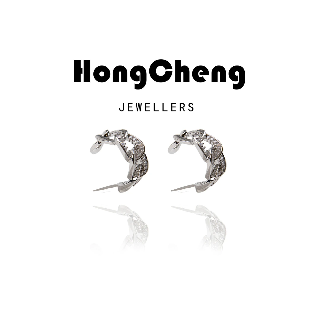 铜合金合成锆石耳饰 高奢镂空镶嵌百搭耳钉NL6317-447