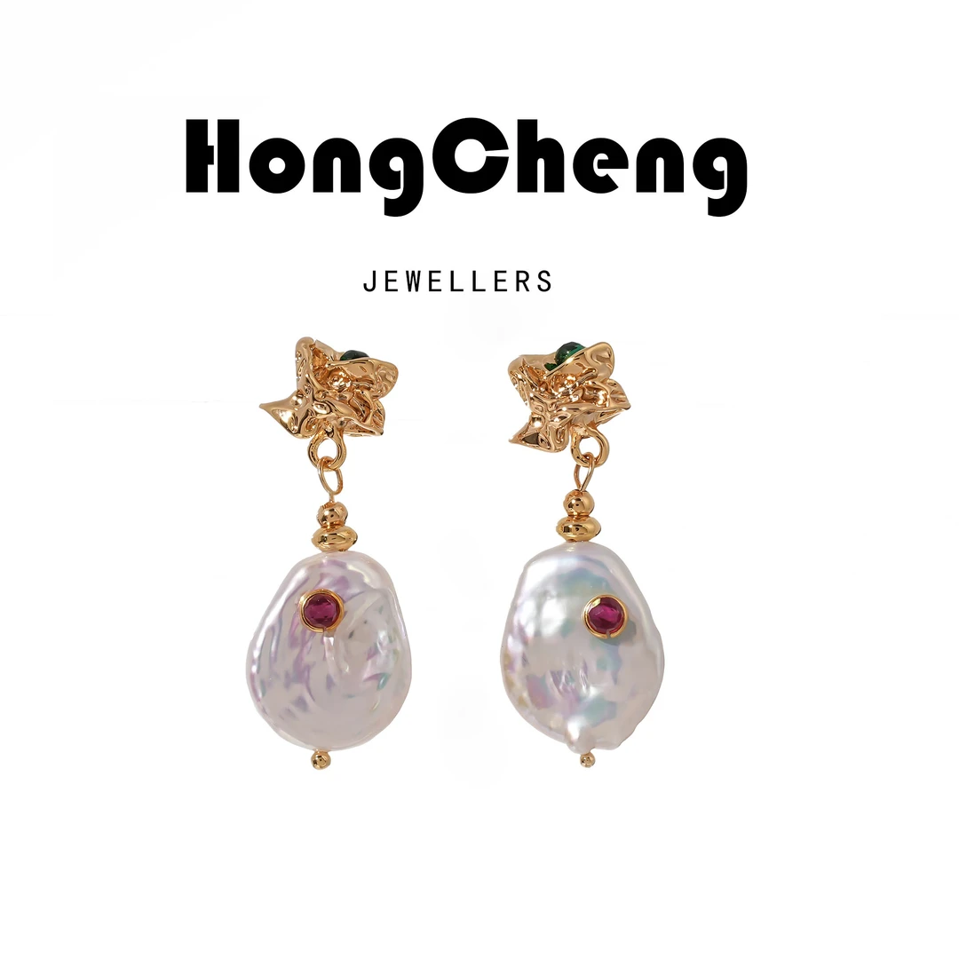 铜合金耳饰 邂逅耳环 不规则肌理镶嵌耳钉NL7196-53