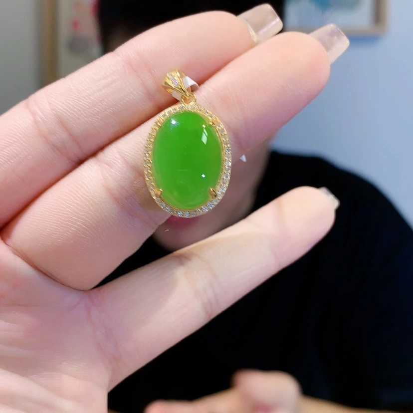 【闪购商品】和田玉（碧玉）颈饰银S925镶嵌