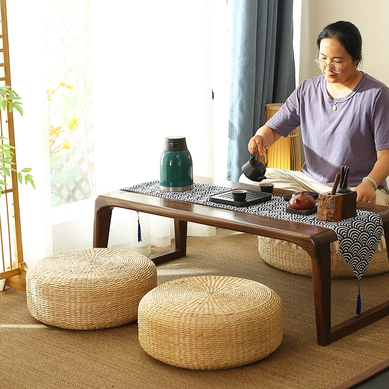 榻榻米加厚坐垫打坐禅修地上冥想垫阳台草编垫工艺精致蒲团懒人