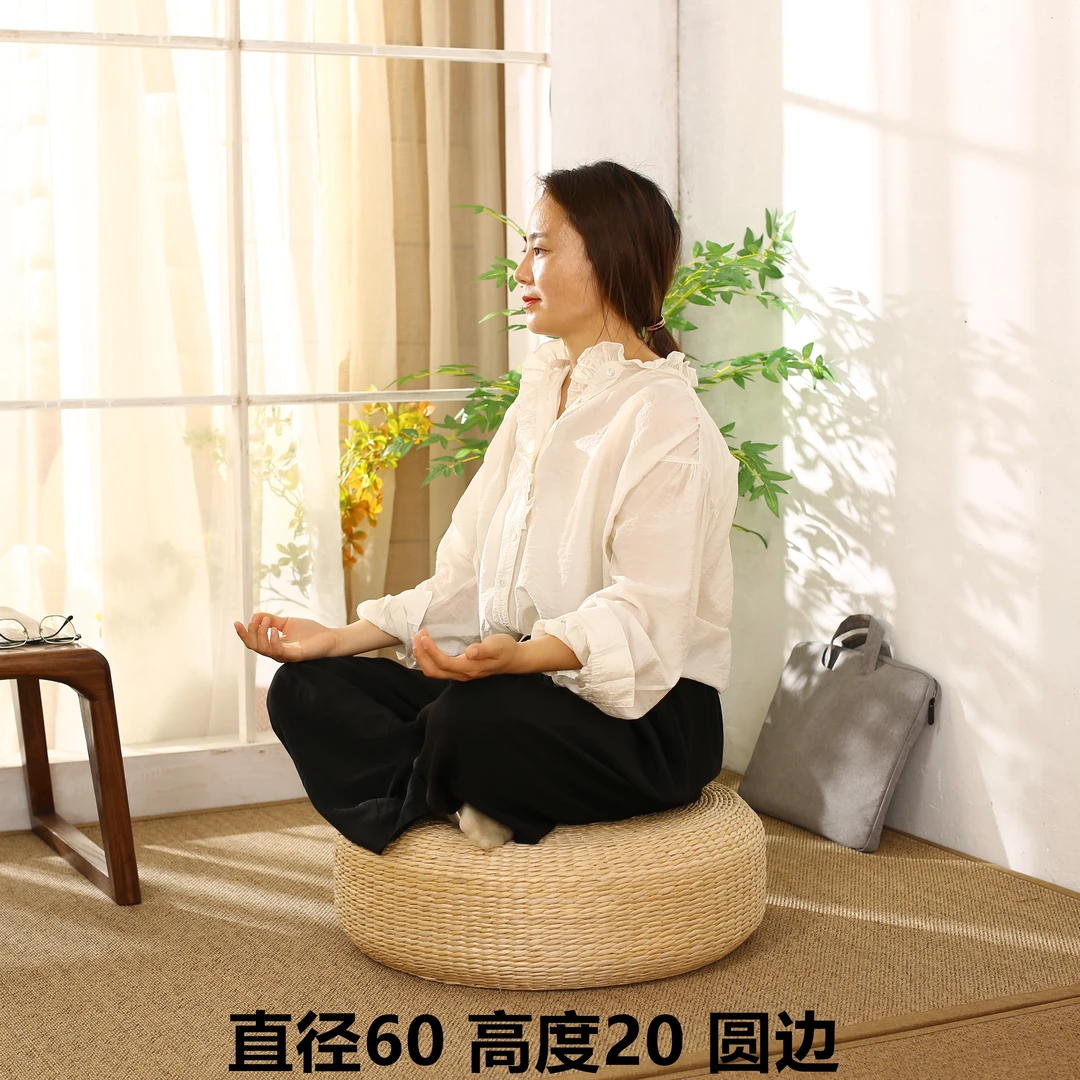 圆边【直径60高20厘米】草编蒲团工艺加厚坐垫手工编织圆形精致双面