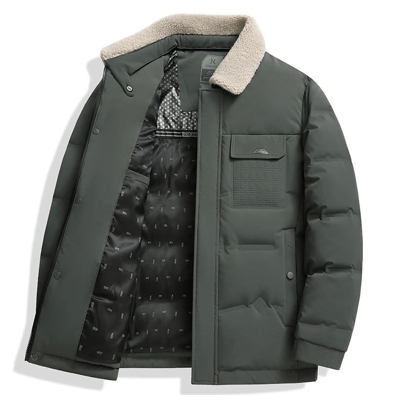 牛奶丝五防面料羽绒服冬季新款男士中青年鸭绒服商务休闲翻领外套