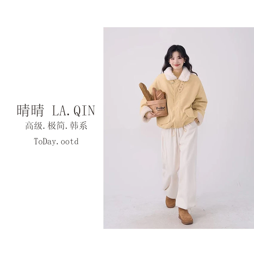 晴晴家-【氛围感必备】冬季韩系加厚灯芯绒立领拉链棉服外套2088